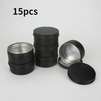 15 pcs black candles jars containers making empty metal cream lip balm container with lid bulk pot silver can metal tin box