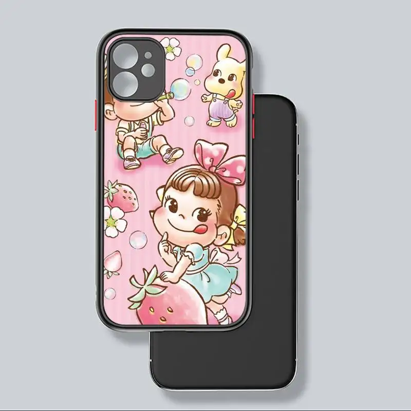 

Fujiya Milky Peko chan Phone Case Matte Transparent for iPhone 7 8 11 12 s mini pro X XS XR MAX Plus coque