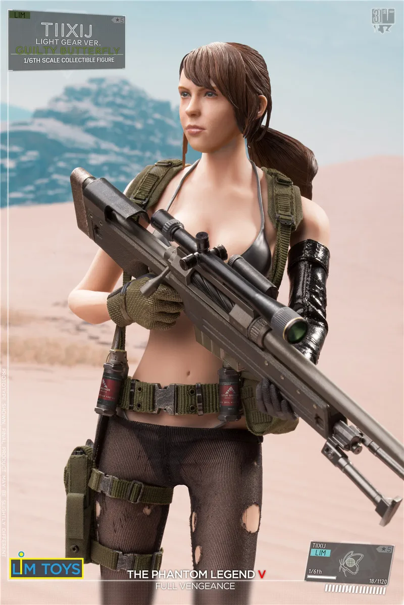 1/6 Scale Guilty Butterfly Female Shooter Clothes Accessory Set with Head Sculpt for DIY Soldier Figures
