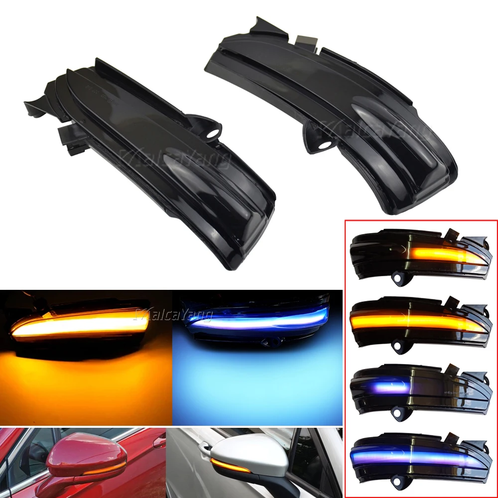 

Blue & Yellow For Ford Fusion Mondeo 2013 - 2018 4th.LED Dynamic Turn Signal Side Mirror Blinker Indicator Sequential Light