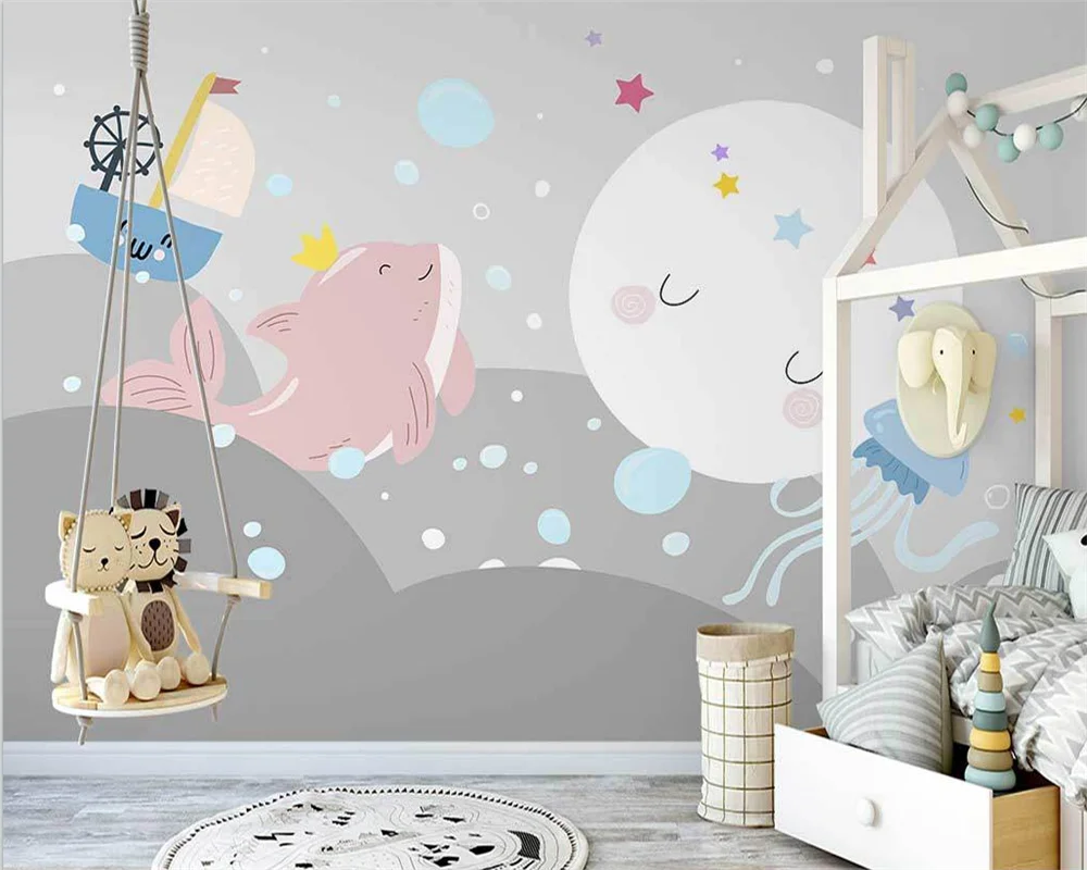 

beibehang Customize new Nordic hand-painted new starry sky clouds children's room background papel de parede wallpaper