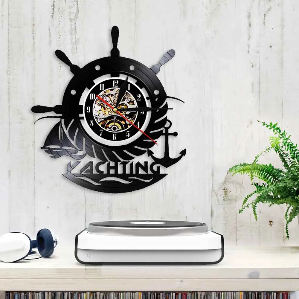 3d часы ручной работы настенные для яхты спорта виниловых записей часов парусника
