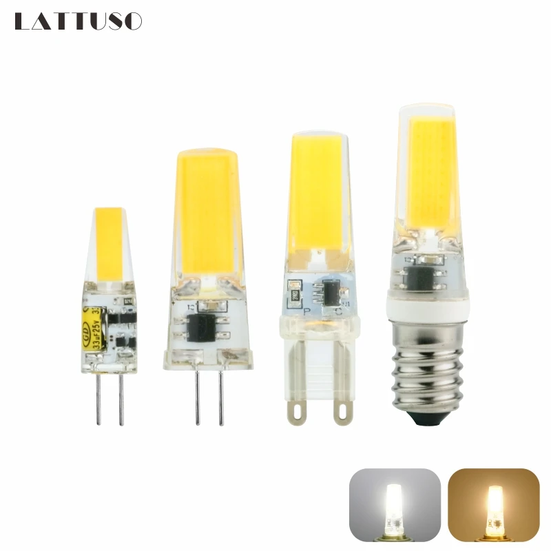 Светодиодный светильник LATTUSO G4 G9 E14 AC/DC 12 В 220 В 3 Вт 6 Вт 9 Вт COB светодиодный G4 G9 Лампа с регулируемой яркостью для хрустальной люстры