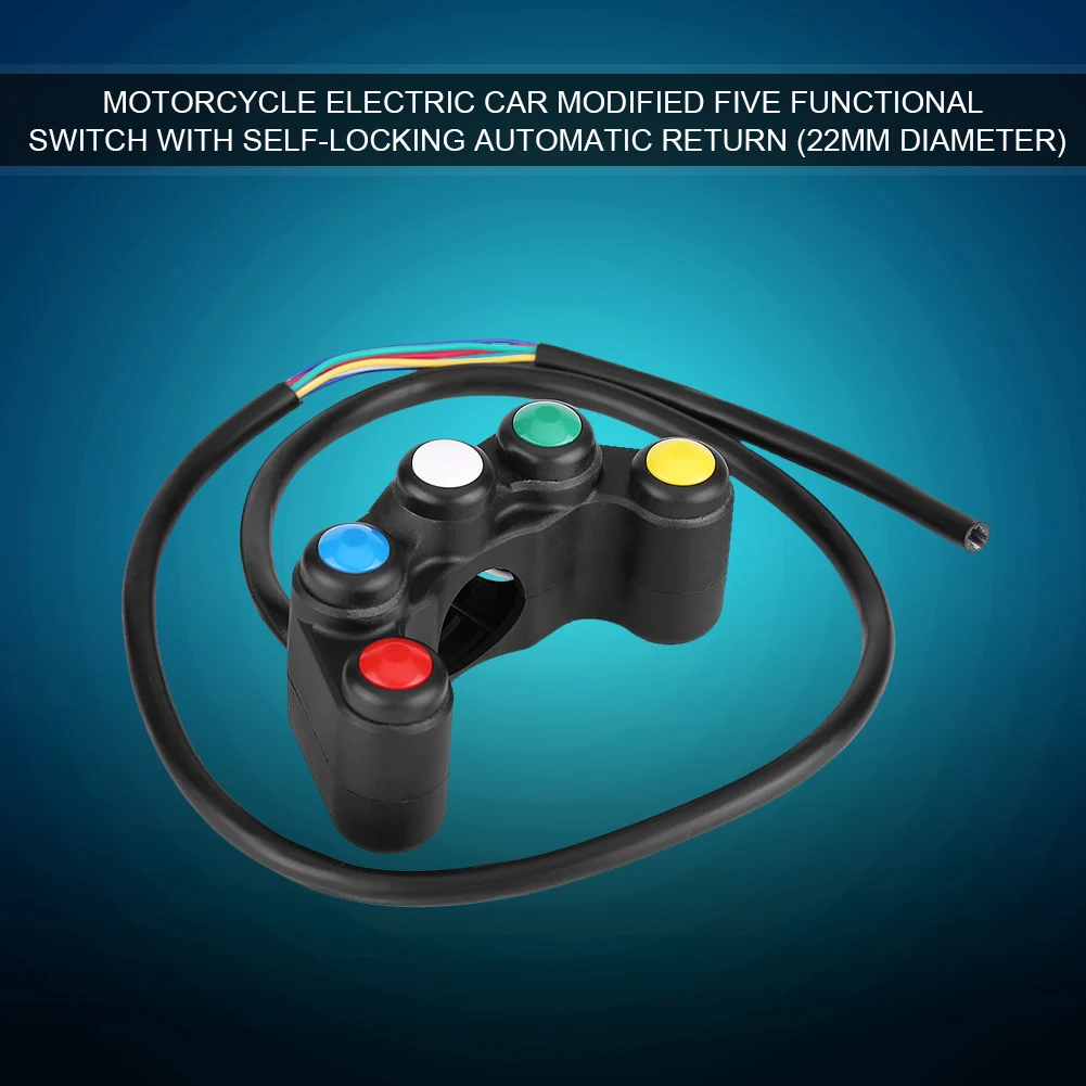 

Universal 22mm Motorcycle handlebar 5 in 1 Headlight Hazard Brake Fog Light Horn ON/OFF Switch