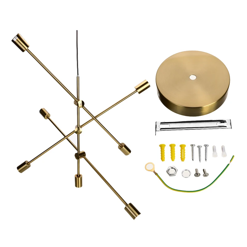 

Gold Pendant Lamps 6 Head Nordic Pendant Lights E27 Led Light Bulb Hanging Lamp Modern Home Decoration Lighting Lamp