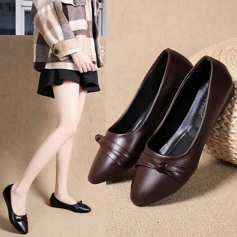 

Women's Flat Shoes, Dark Comfortable Pointed Soft Sole Shoes
