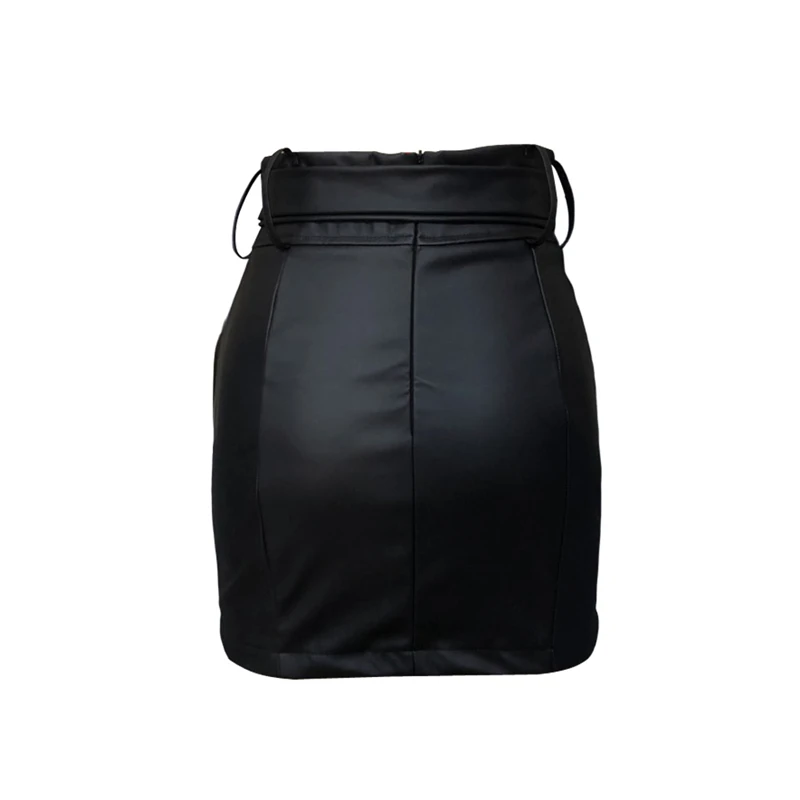 Сексуальная Женская Черная облегающая юбка-карандаш из искусственной кожи