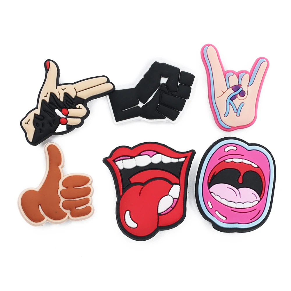 

Single Sale 1pc PVC Gesture Shoe Charms,Shoe Buckles Accessories Fit Bands Bracelets Croc JIBZ,Kids Party X-mas Gift