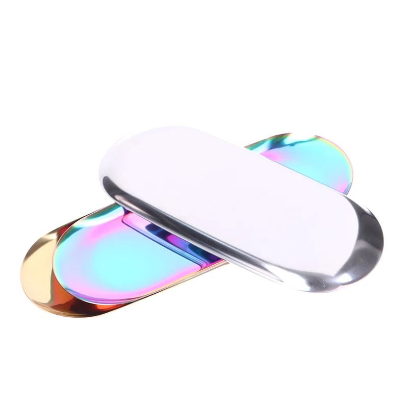 1PC Stainless Steel Nordic Gold Oval Plates Jewelry Storage Serving Tray Platter Snack Home Organizer Metal Plate | Дом и сад