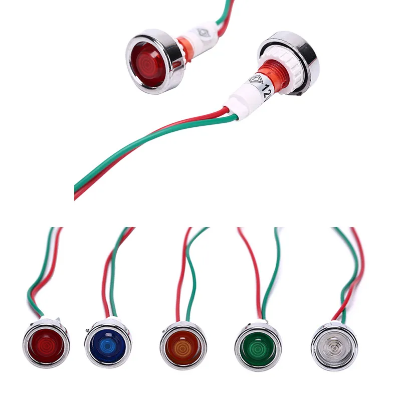 

1/10pcs Car Boat 12V 10mm LED Indicator Light Pilot Dashboard Panel Warning Lamp Wired IP45