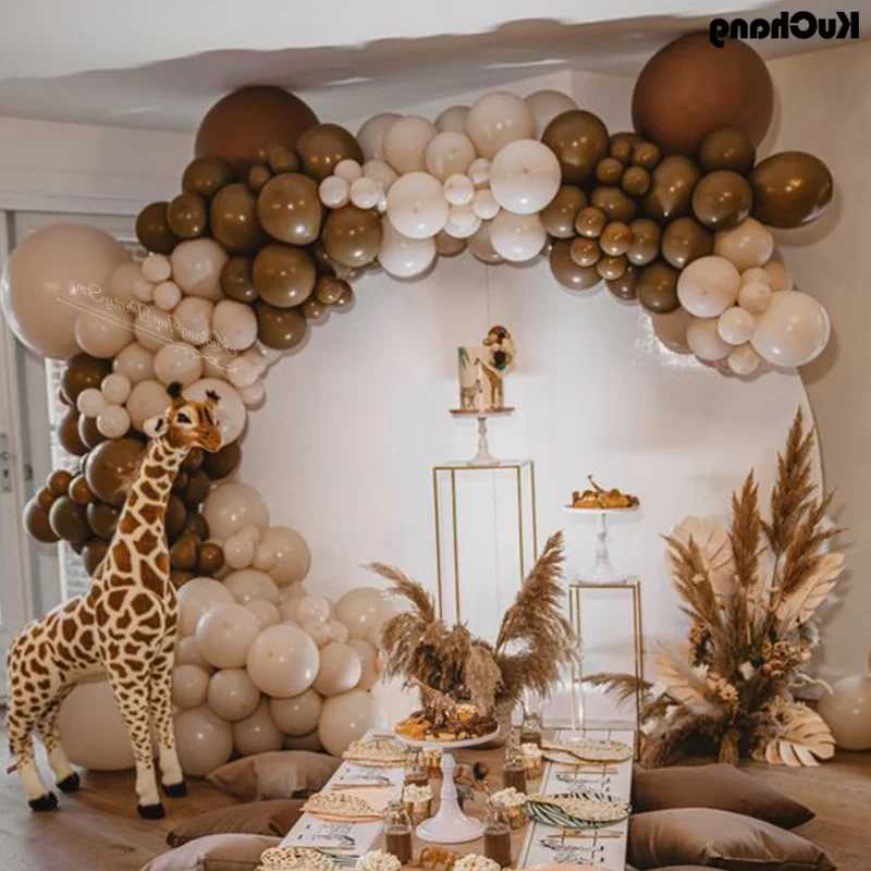 

Garland 136Pcs/Set Double Coffee Balloons Birthday Wedding Arch Double Skin Latex Balloon Baby Shower Party Decorations