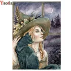 Ремесла Алмазная Вышивка Черная кошка ведьма 5D DIY Алмазная вышивка крестиком на рисунке, камни в форме ромба, круглые фрезы, Декор для дома подарок