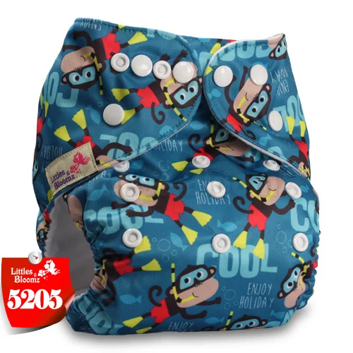 [Littles&Bloomz] Детские моющиеся тканевые подгузники одного размера, многоразовые карманные подгузники с вкладышами, доступные для детей 0-3 лет, 3-15 кг, один размер - Цвет: 5205
