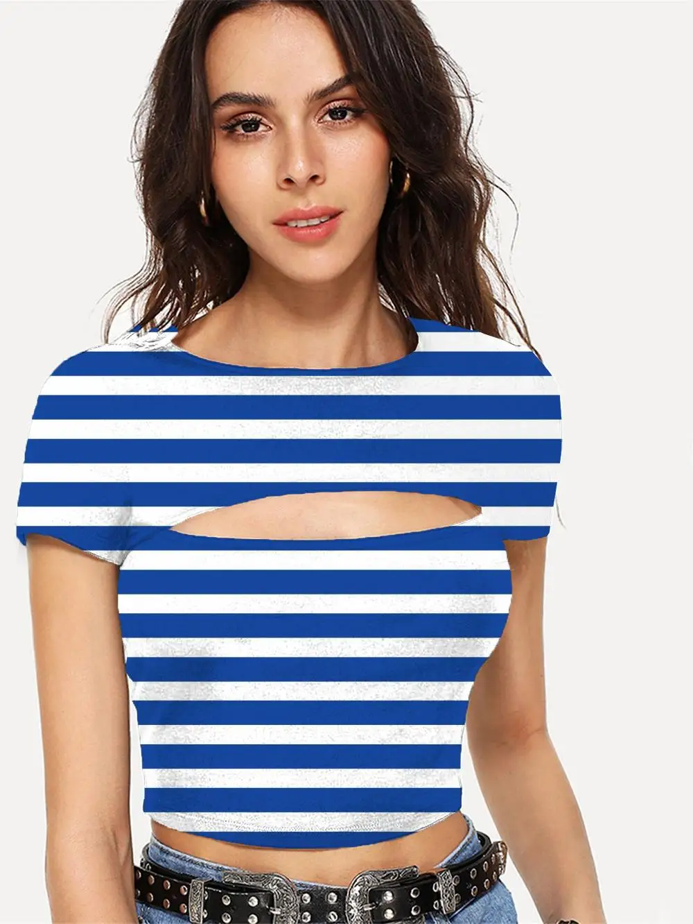 

Футболка в полоску, с градиентом, с коротким рукавом