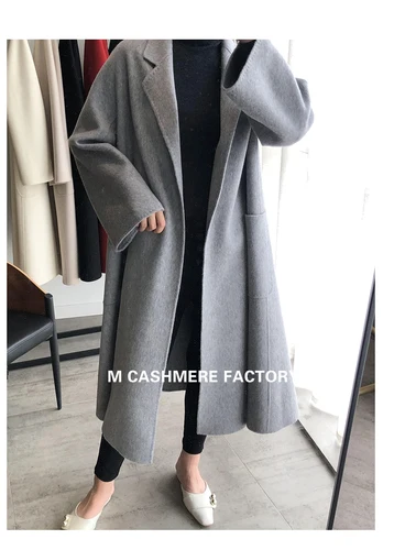 Gray Tcyeek зима элегантный роскошный 95% кашемировое пальто женское осеннее шерстяное пальто Женская куртка+ пояс Одежда винтажное длинное пальто LW1650 - Цвет: Gray