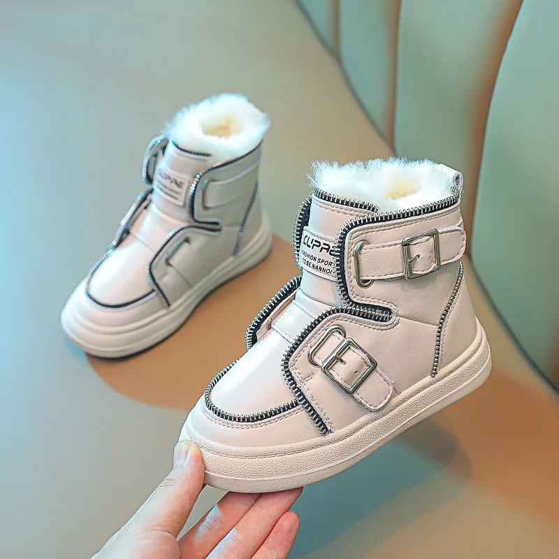 

Модные детские зимние ботинки на молнии, новинка зимы 2021, детская обувь для мужчин и женщин, для детей среднего и большого размера, 2019