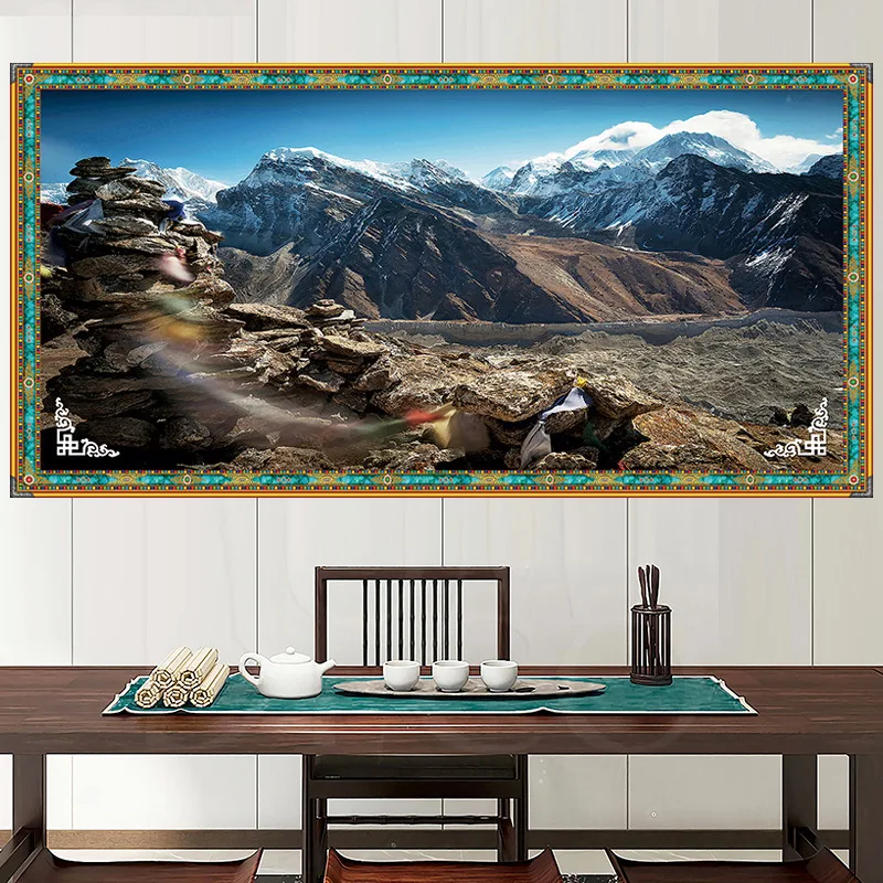 

Tenture Murale Tapestry Tibet Scenery Snow Mountain Wall Rug Livingroom Decoration Wall Carpet