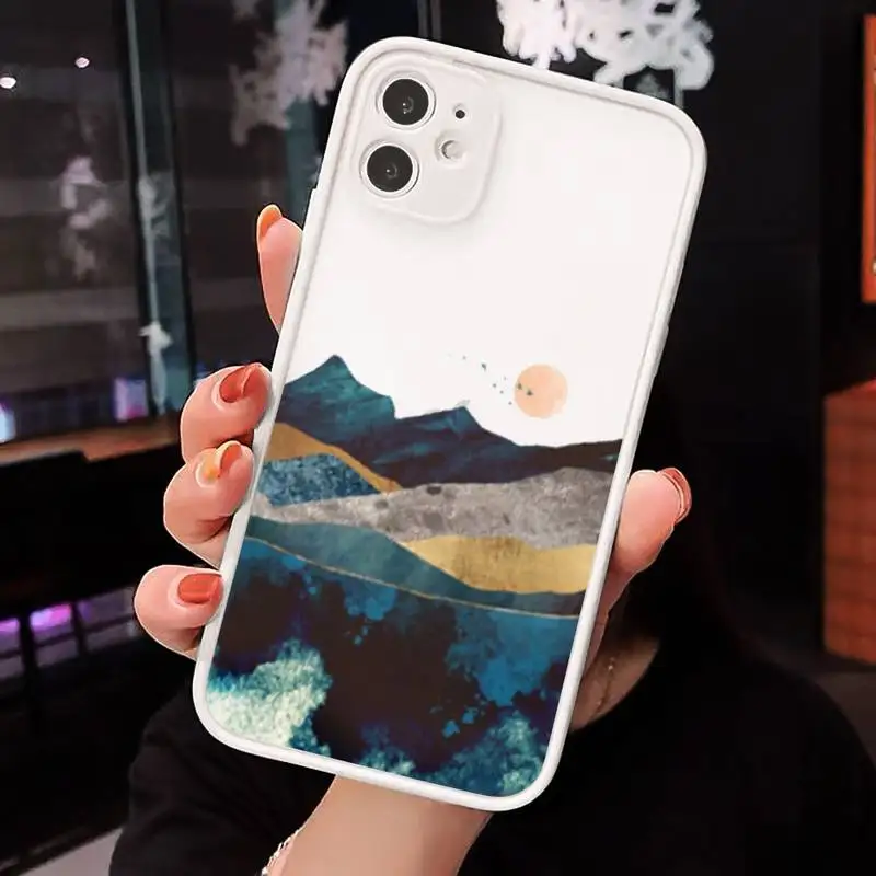 

Mountain Marble Moon pattern Phone Cases matte transparent For iphone 7 8 11 12 plus mini x xs xr pro max cover