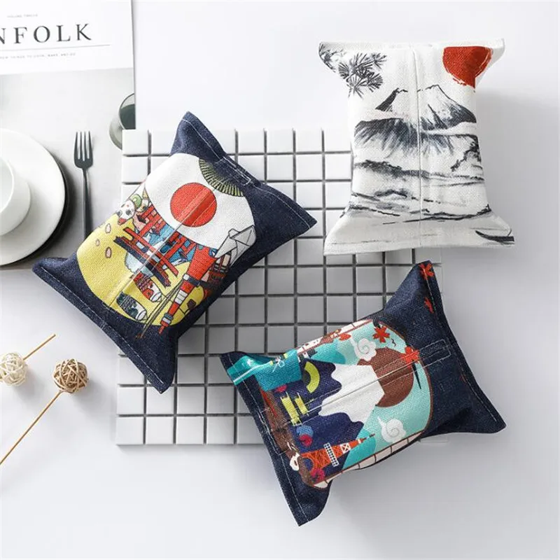 Мульти стиль домашняя гостиная кухня Ukiyo E хлопок лен бумажная коробка для