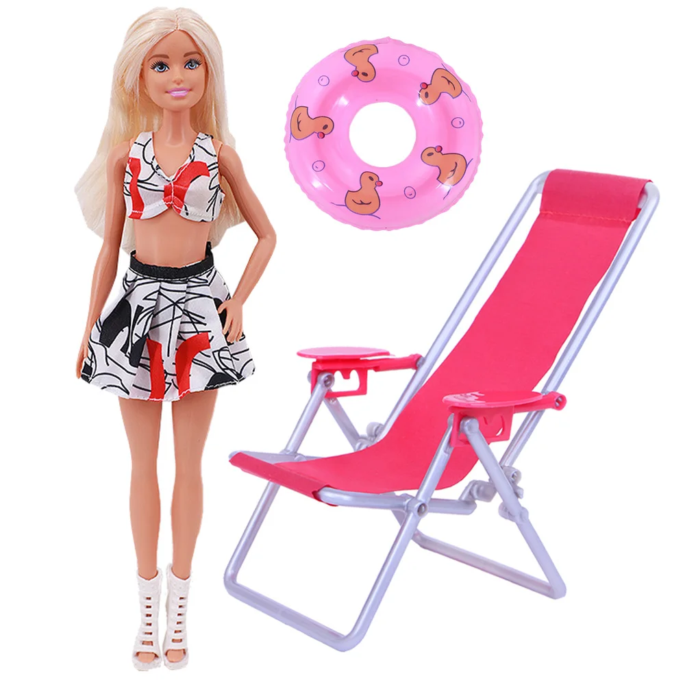 Куклы-Барби Одежда Аксессуары 3 шт = 1xSwimwear бикини + 1x пляжное кресло 1xSwim кольцо для