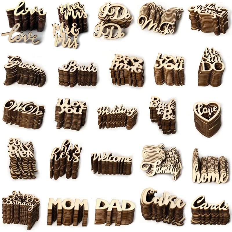 

English letters wedding wedding supplies Valentine's day scene props decoration holiday background wood products decoration