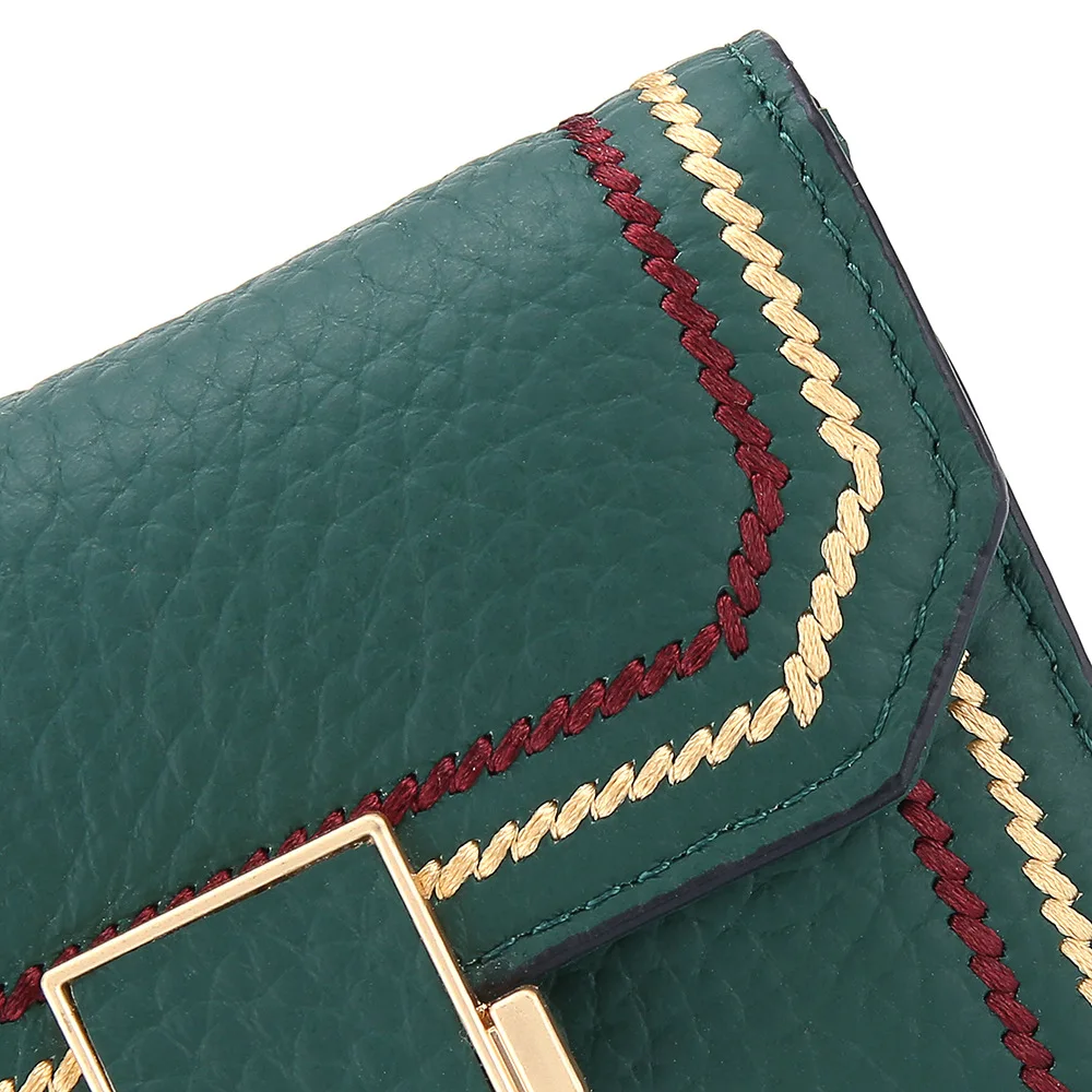 Кошелек для кредитных карт Женский бумажник из натуральной кожи с пряжкой Модный