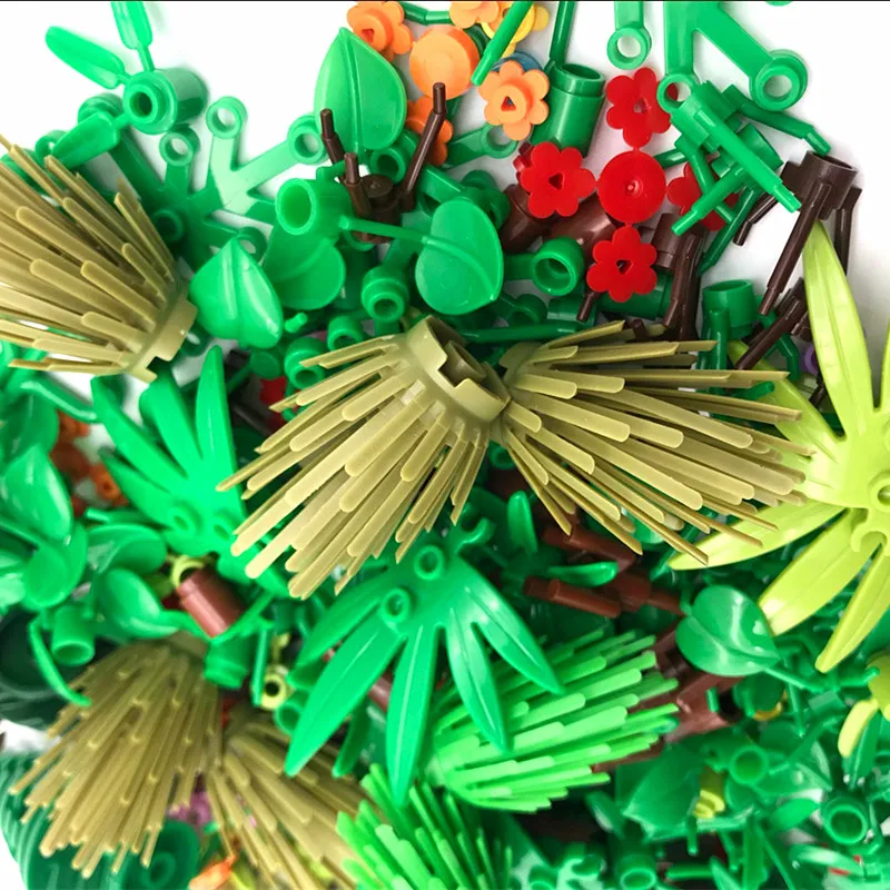 

Tree Plant Accessories Parts Building Blocks Compatible Grass Bush Leaf Jungle Military City Friends MOC Brick Toys For Children