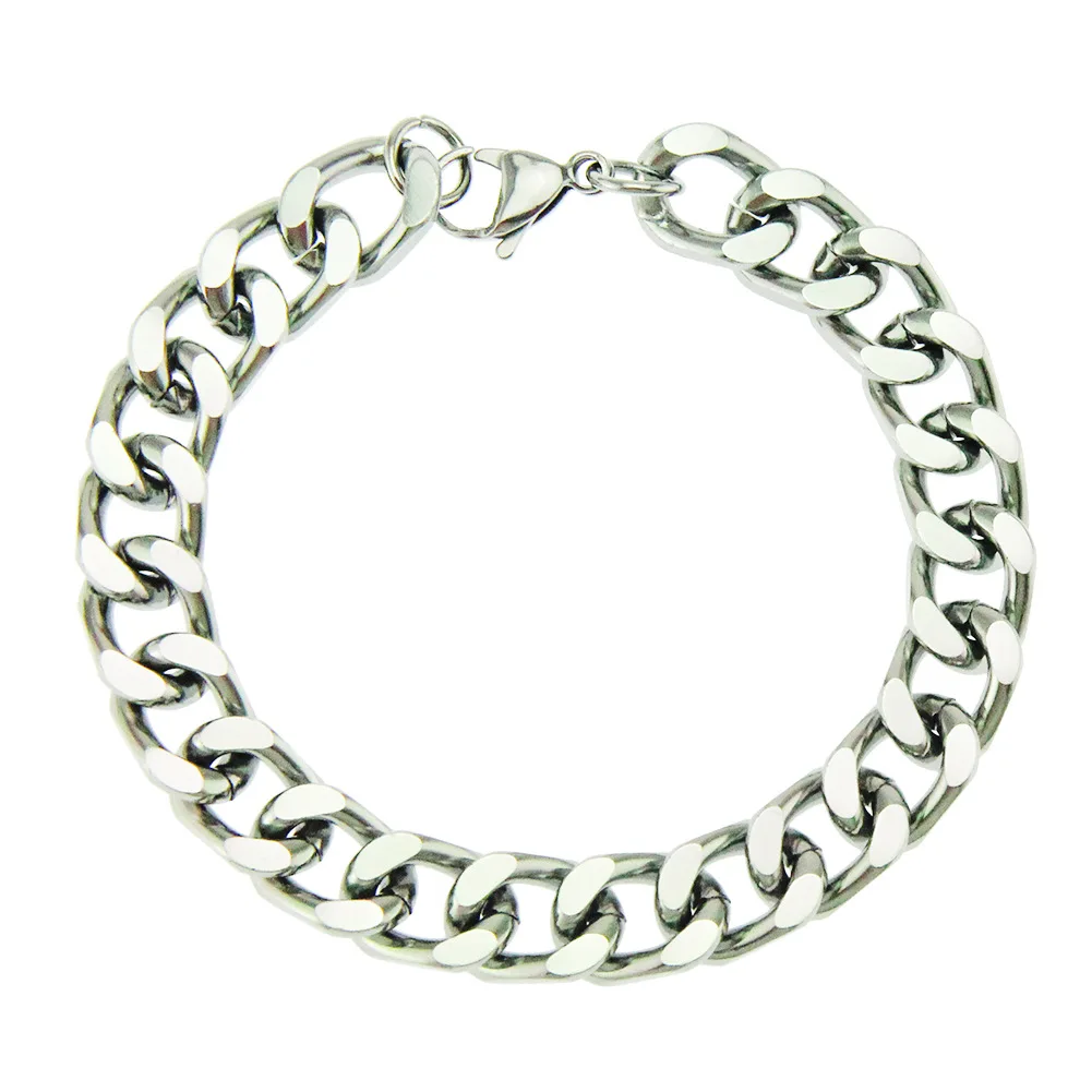 

Simple smooth Cuban fashion personality retro stainless steel bracelet men's fashion buckle jewelry accessories mens bracelet
