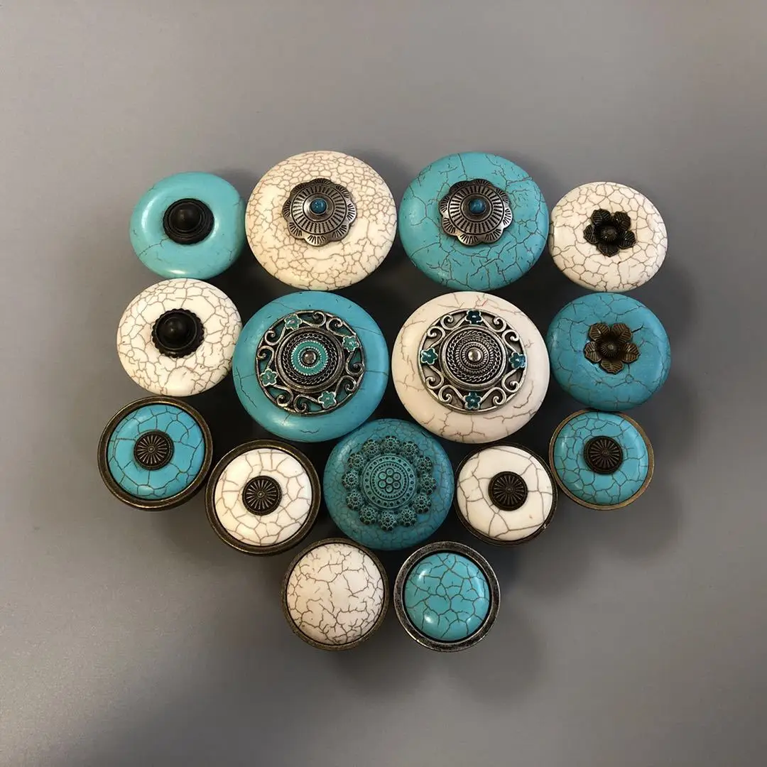 Ручка для шкафа ручка ящика Нефритовая Имитация бирюзы белого бирюзового цвета