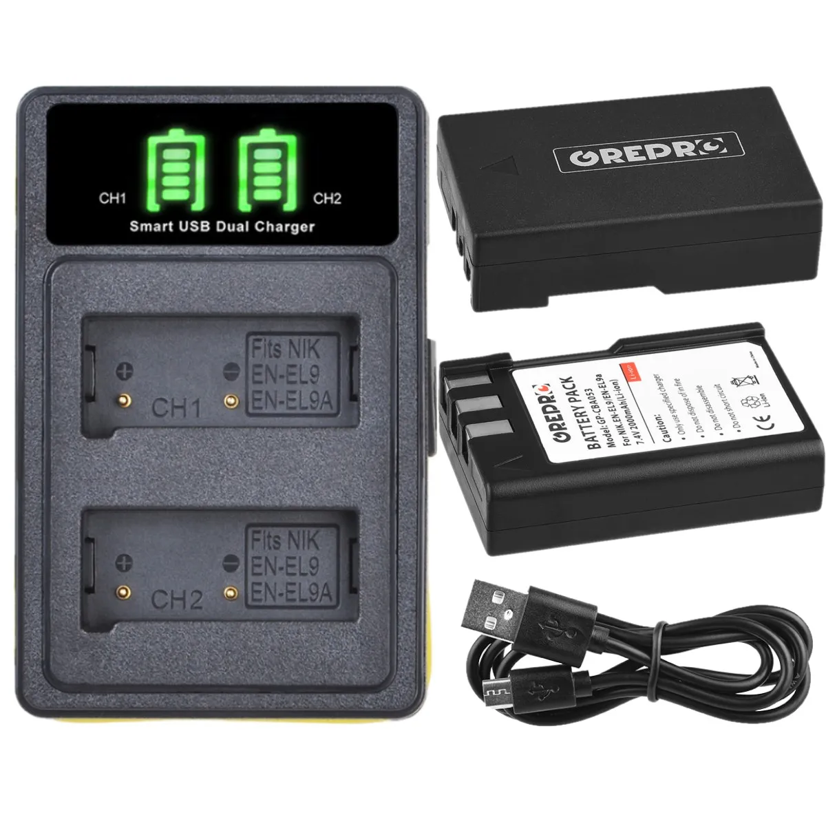 

EN-EL9 ENEL9 EN-EL9a Rechargeable Battery and Charger for Nikon EN EL9 EL9A D3000 D5000 D40 D40x D60 Camera
