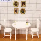 1:12 миниатюрная мебель для кукольного домика, деревянный белый обеденный стол, стул, набор моделей, мебель для кукольного домика, поппеньюар Meubels