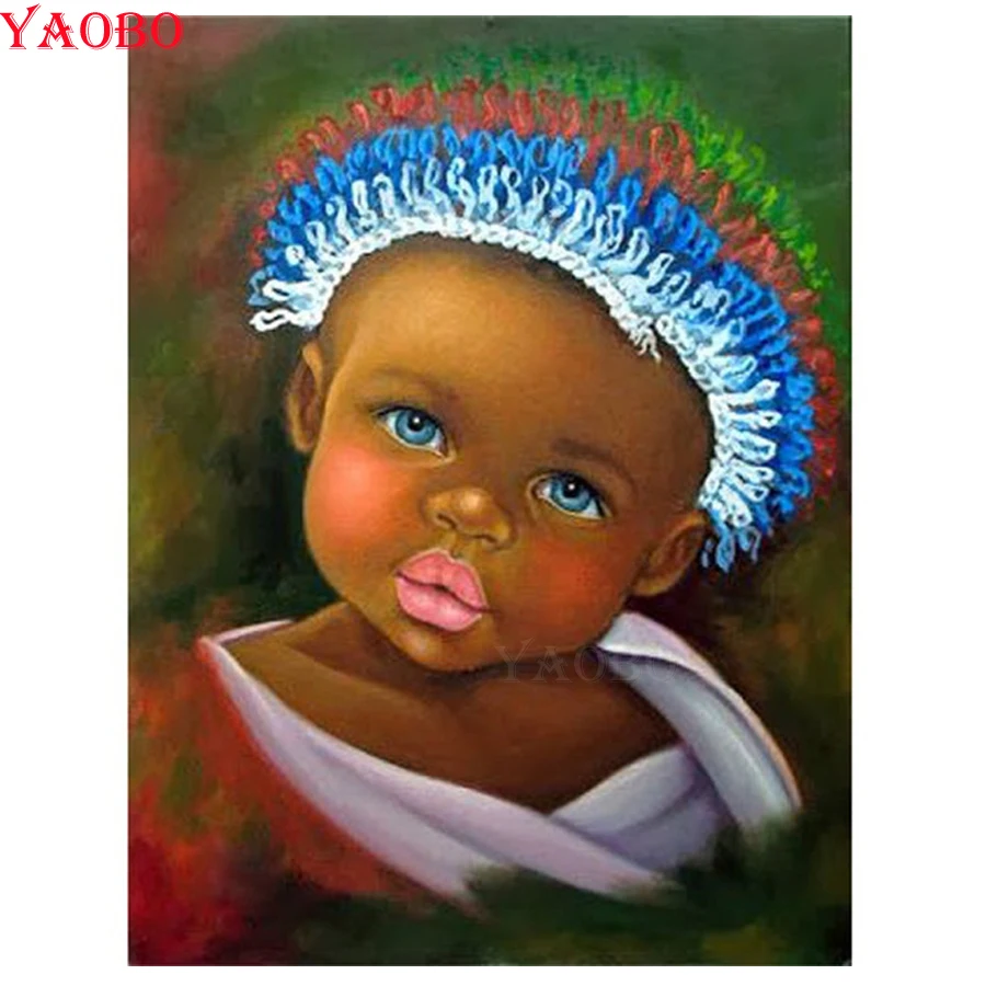 Полная квадратная/круглая дрель 5D DIY Алмазная картина для малышей в африканском