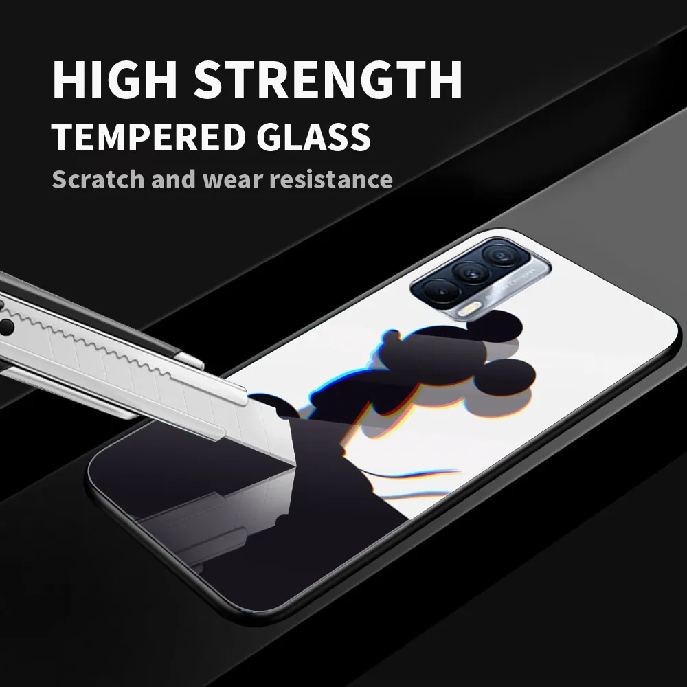 mickey mouse tempered glass cover for realme 7 7i xt c3 6 5 pro for oppo a9 2020 a52 find x2 lite phone case free global shipping