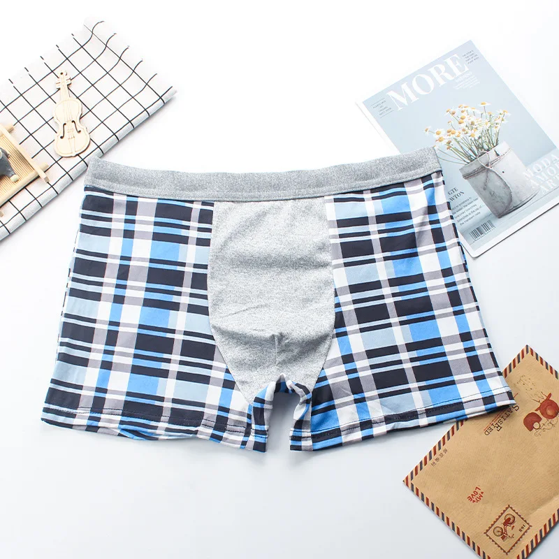 

Mens Underpants Model Striped Plaid Boxershorts Male Cotton Boxer Briefs U Design Thin Boxers Hombre Comfortable Panties 45-90kg
