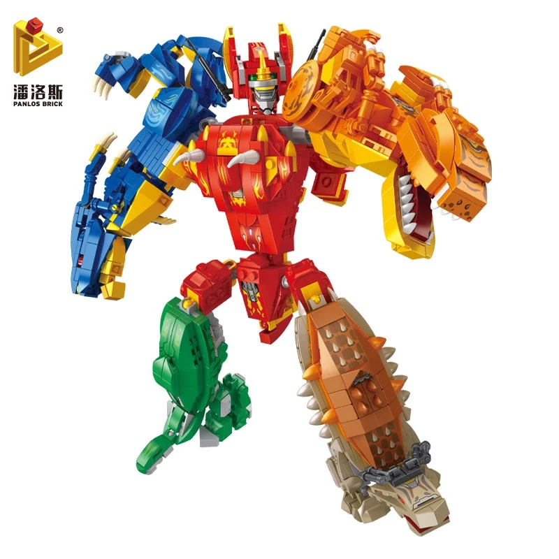 

Robotic Dinosaur Transformation Robot MOC Dragon Warrior Model 1215 PCS Building Blocks Children's Toy Stickers Gift Small Brick