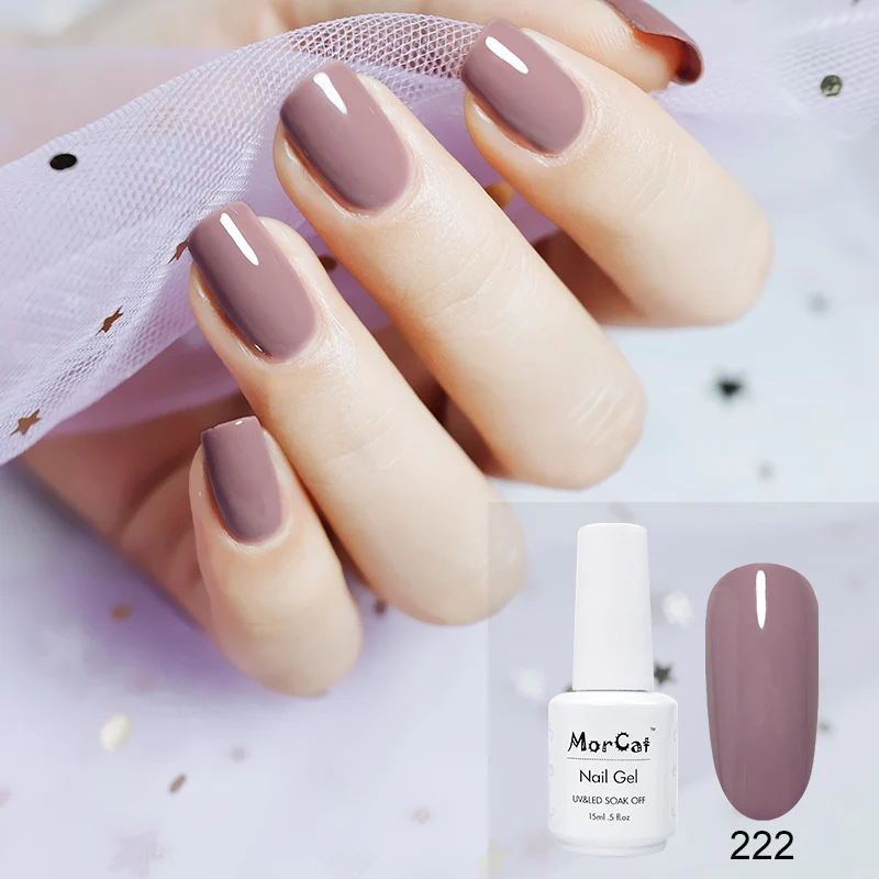 MorCat Гель лак для ногтей телесный УФ бежевый серия дизайн Vernis полуперманентный 15