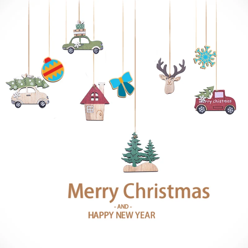 3 шт./компл. Merry Christmas деревянный дом лося шар со снежинками автомобиль подвесная Елочная игрушка Орнамент Рождественские украшения для дома
