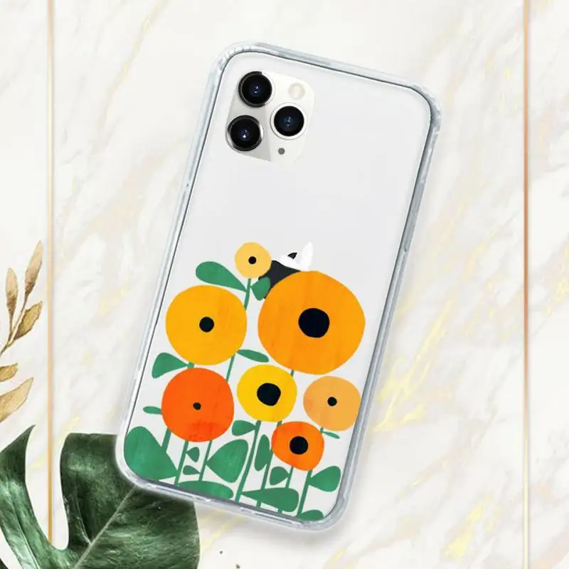 

Cartoon flower doodle design beautiful Phone Case Transparent for iPhone 11 12 mini pro XS MAX 8 7 6 6S Plus X 5S SE 2020 XR