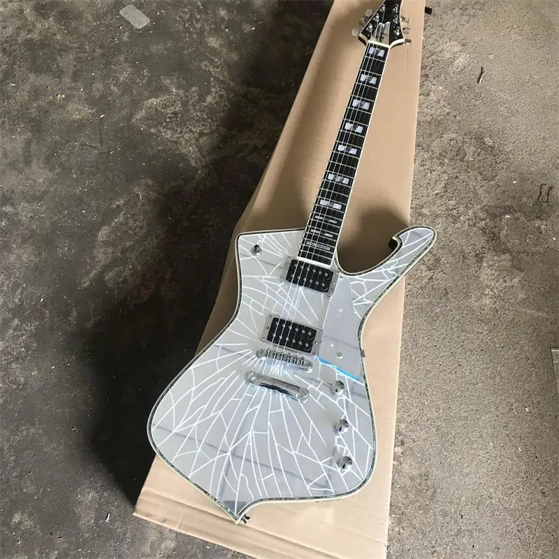 6 cuerdas P aul Стэнли acabado agrietado Iceman plata hardware guitarra electrica