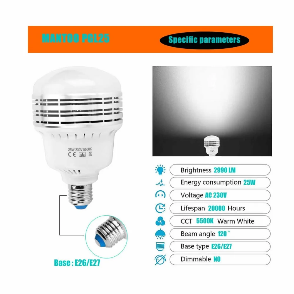 E26/E27 2990LM White Ligthing Bulb Video Light Photo Studio Photography Bulb Daylight Lamp Fridge Light Bulb Energy Saving Bulbs
