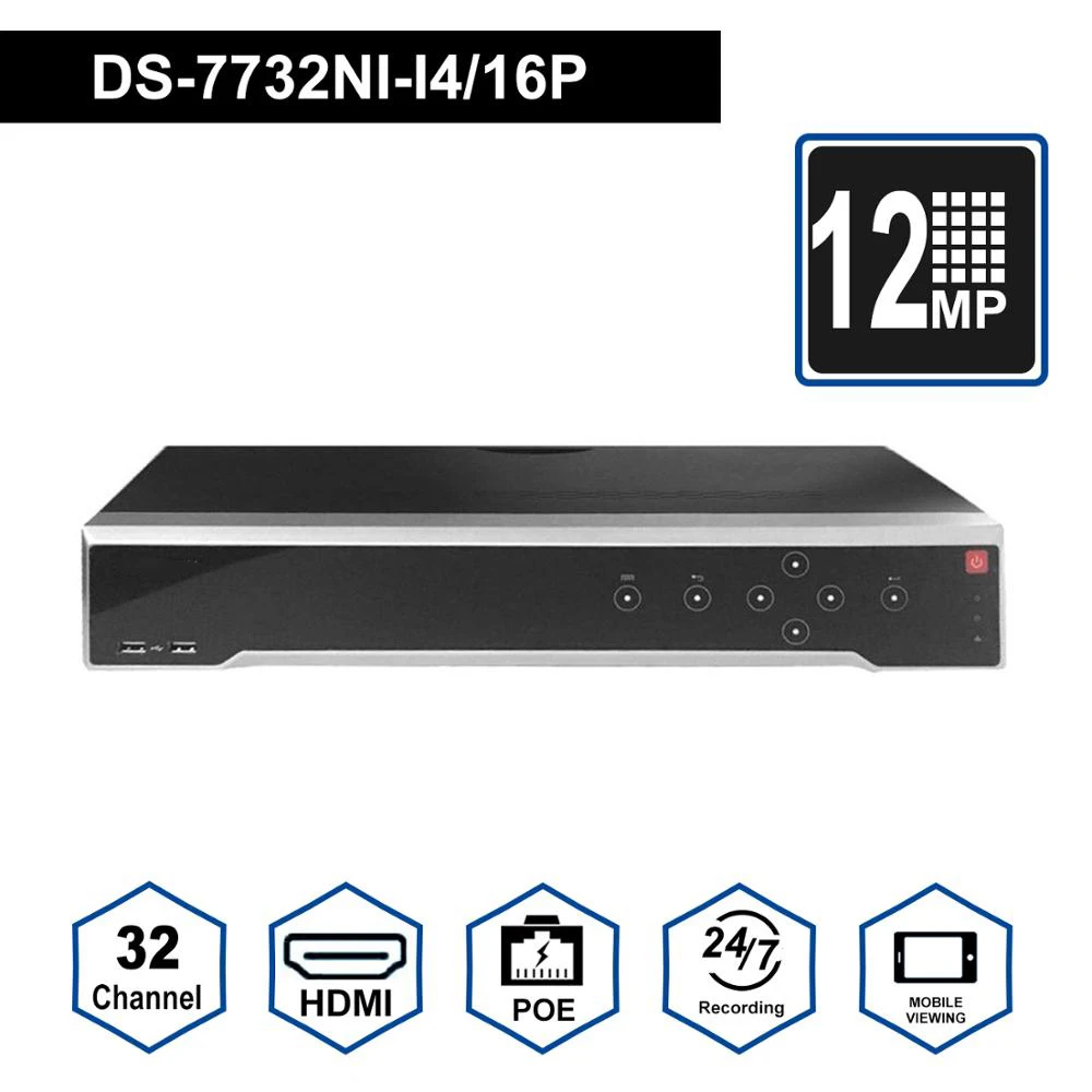 Видеорегистратор Hik OEM 32 канала с 4 SATA и 16 POE HDMI до 4K ANR камер|Видеорегистратор для