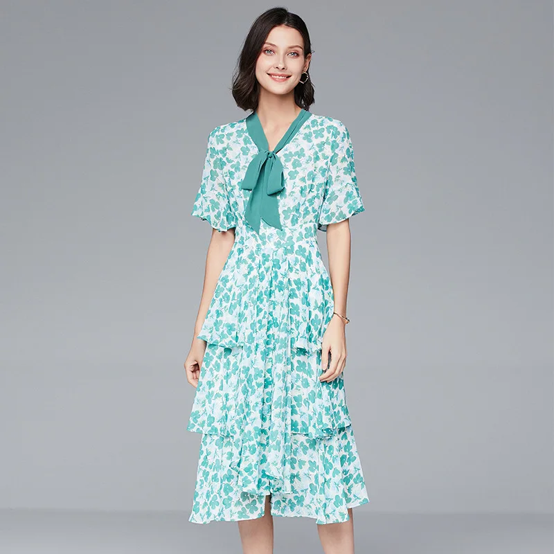 

Print Four Leaf Grass Short Sleeve Casual Dress