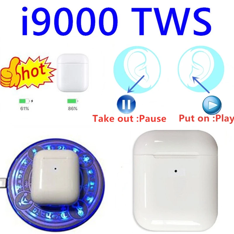 I9000 TWS 1:1 Реплика air 2 Smart sensor беспроводные наушники 8D Super Bass Bluetooth 5,0 наушники pk w1 h1 чип i90 i100 i1000 tws