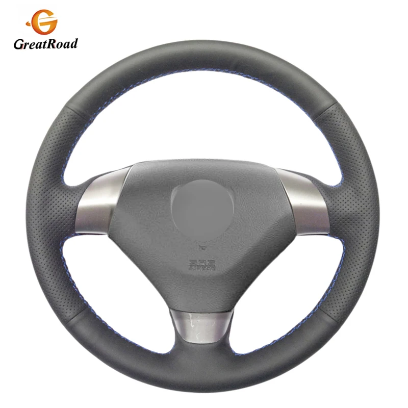 Ручной работы из натуральной кожи черного цвета Чехлы рулевого колеса