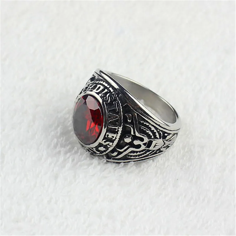 Красный CZ Кристалл Для Мужчин's Нержавеющая сталь США армия кольцо | Украшения