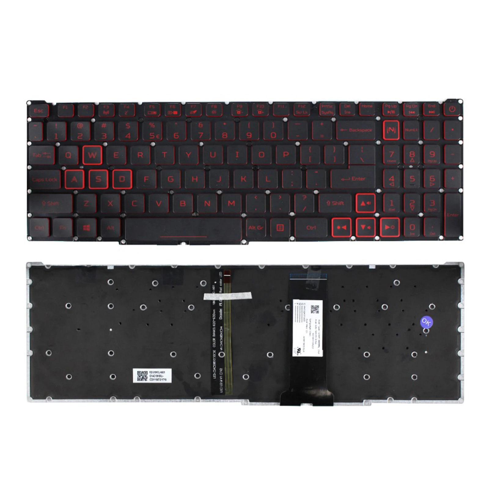 

US Language American English Keyboard with Backlit LG5P Laptops for Nitro 5 AN515 54 AN515-54 AN515-52 Series Notebook Laptops