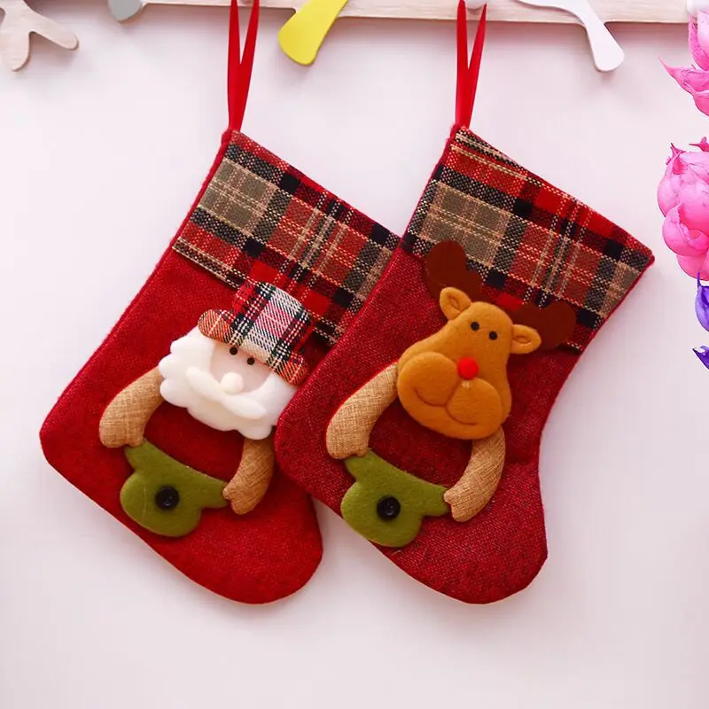 

3Pcs New Red Christmas New Year's Socks Gifts Room Ornaments Tree Pendant Home Decor Outdoor Accessories