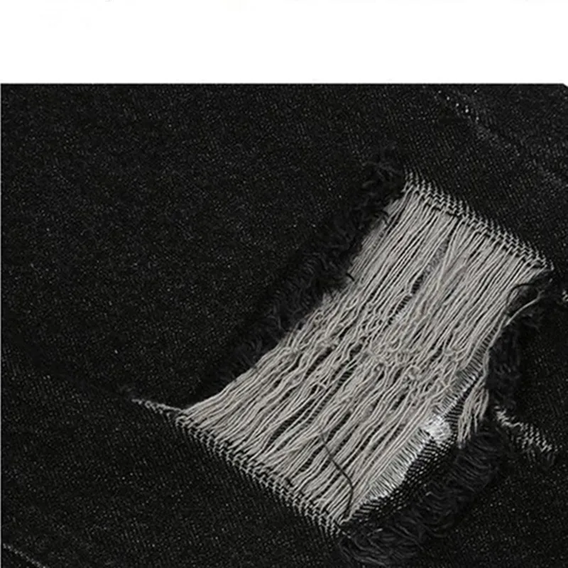 2021 Dark Streetwear Letter Embroidery Black Retro Men Baggy Jeans Pants Hole Ripped Hip Hop Straight Denim Trousers Pantalones