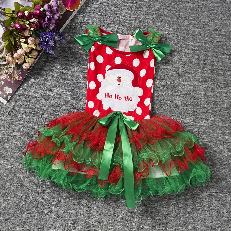 Antler Headband Christmas Dress Girls Deer Santa Sled Snow Gift Dress for Girl Xmas Print Children Wedding Party Dress 6m-5Y