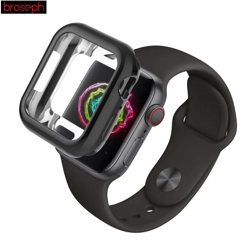Протектор экрана для Apple Watch 4 band 40 мм 44 мм покрытие из ТПУ защитный корпус чехол рамка для iwatch 4 аксессуары для часов - Цвет: Black